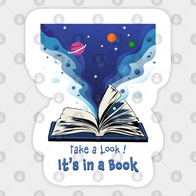 take a look it's in a book Sticker by PunnyPoyoShop